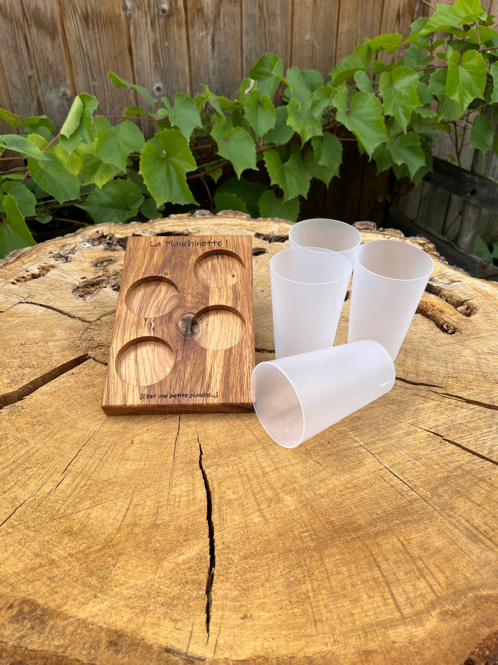 La Planchinette 4 Gobelets – Planche apéro conviviale en bois